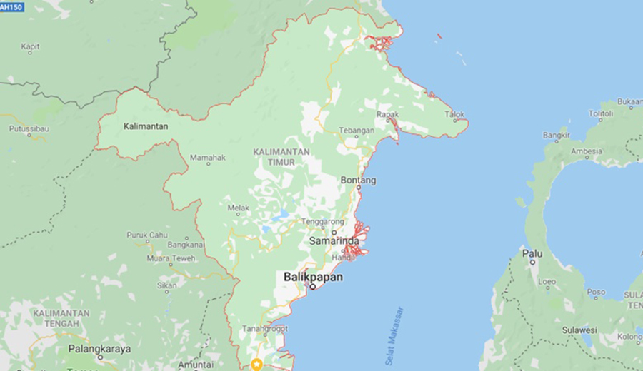 Peta ibu kota baru, Kalimantan Timur.